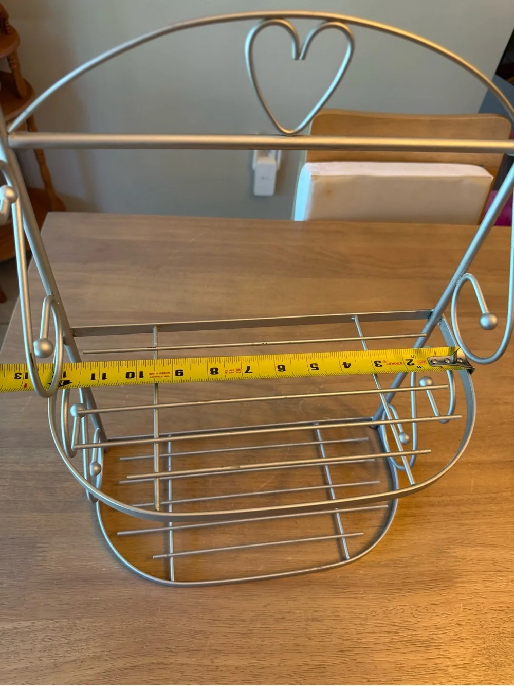 Metal Two-Tier Heart Accent Bathroom Shelf - Silver